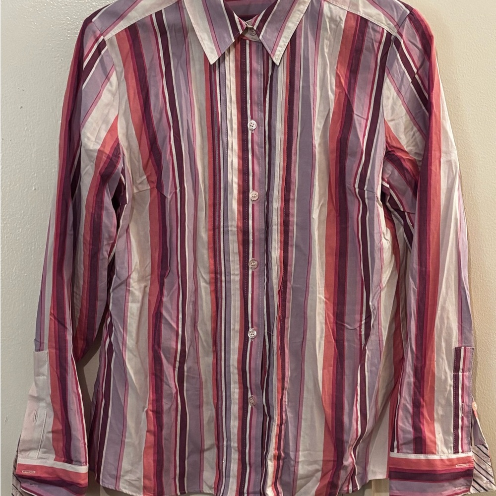 New York & Company Women's Striped Blouse - Red, Pink, White